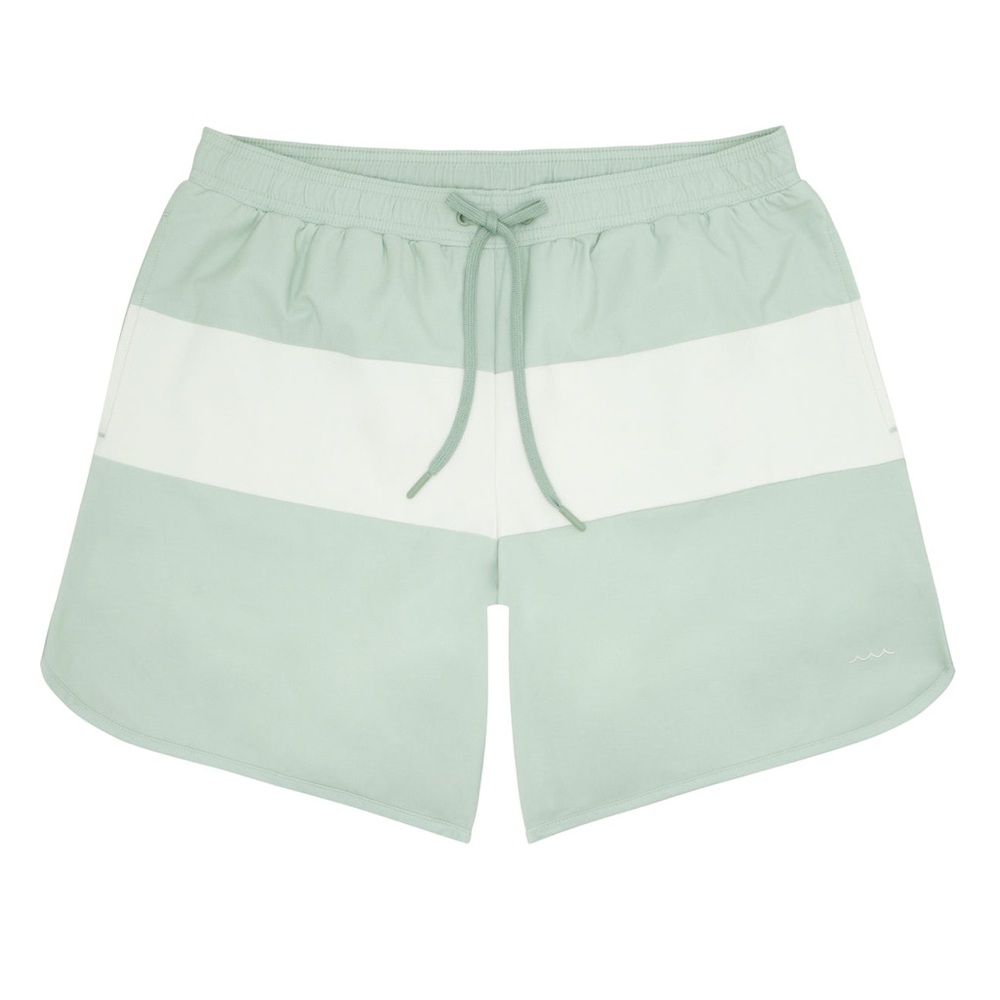 Minnow NWT Men’s XL Pistachio and Cream Colorblock‎ Boardie 6” Swim Trunks